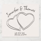 Eigenzinnige Whimsical Hand getrokken Doodle Heart Sparkling Wijnetiket (Enkel label)
