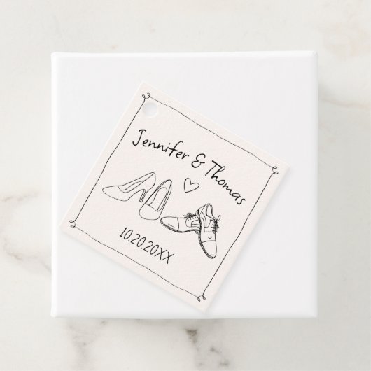 Eigenzinnige Whimsical Hand Getrokken Doodle Schoe Bedankjes Labels (In situ)