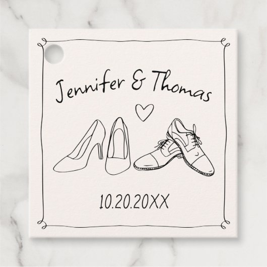 Eigenzinnige Whimsical Hand Getrokken Doodle Schoe Bedankjes Labels (Voorkant)