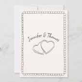 Eigenzinnige Whimsical Hand getrokken hart bruilof Kaart (Achterkant)