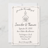 Eigenzinnige Whimsical Hand getrokken kerk Doodle  Kaart (Voorkant)