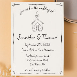 Eigenzinnige Whimsical Hand getrokken kerk Doodle Kaart