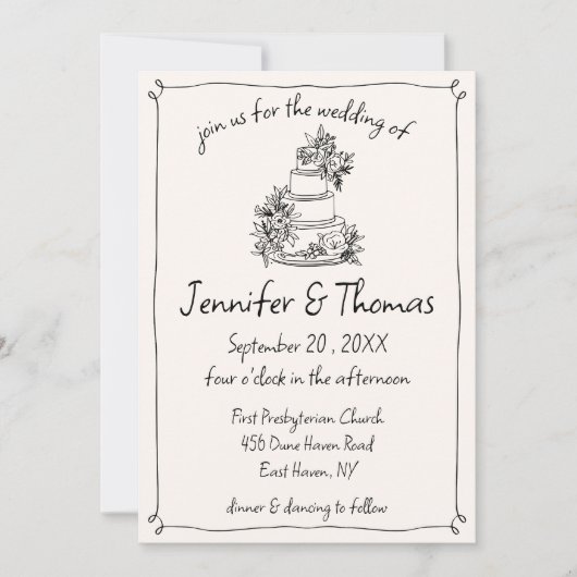 Eigenzinnige Whimsical Hand getrokken taart Doodle Kaart (Voorkant)