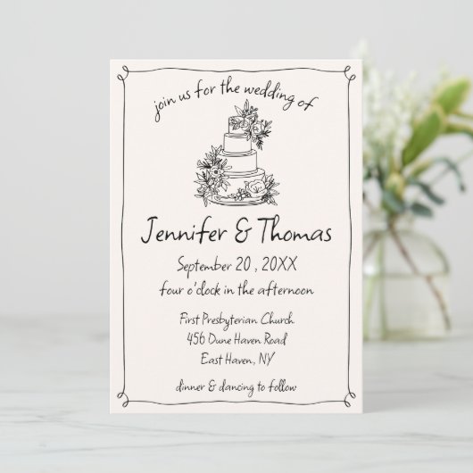 Eigenzinnige Whimsical Hand getrokken taart Doodle Kaart (Staand voorkant)