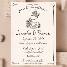 Eigenzinnige Whimsical Hand getrokken taart Doodle Kaart