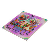 Eigenzinnige wijndames Happy Place Keramische Tege Tegeltje (Zijkant)