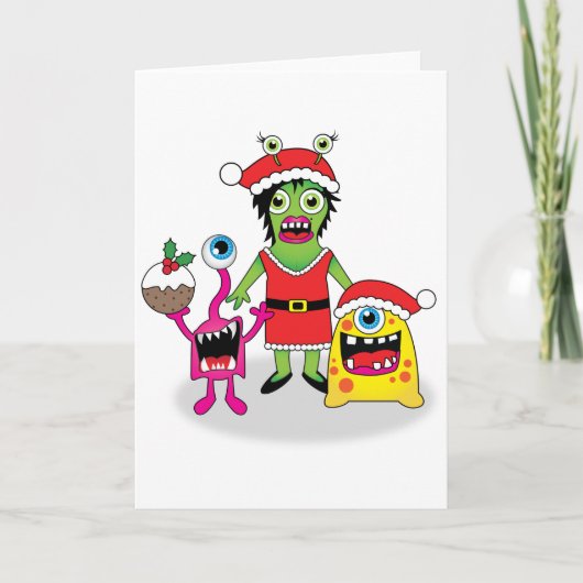 Eigenzinnige Xmas Kaart - Kerstmonsters (Voorkant)