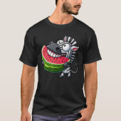 Eigenzinnige zebra watermeloen glimlach tanden sho t-shirt (Voorkant)