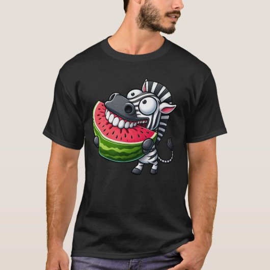 Eigenzinnige zebra watermeloen glimlach tanden sho t-shirt (Voorkant)