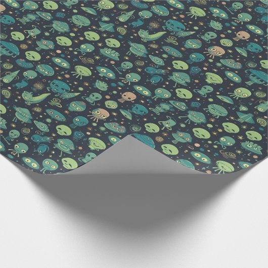 Eigenzinnige Zee Creatures en Aliens Pattern Cadeaupapier (Hoek)