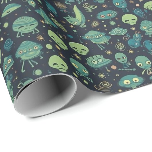 Eigenzinnige Zee Creatures en Aliens Pattern Cadeaupapier (Rol Hoek)