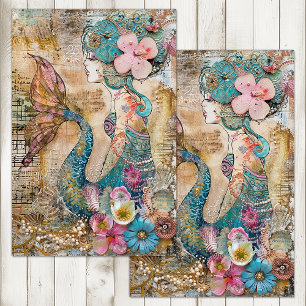 EIGENZINNIGE ZEEMEERMIN DECOUPAGE TISSUEPAPIER