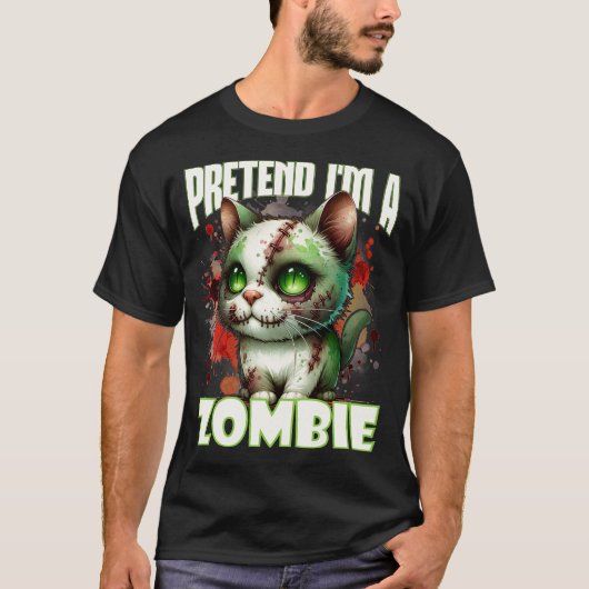 Eigenzinnige Zombie Cat Design voor Halloween Fun T-shirt (Voorkant)
