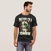 Eigenzinnige Zombie Cat Design voor Halloween Fun T-shirt (Voorkant volledig)