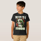 Eigenzinnige Zombie Cat Design voor Halloween Fun T-shirt (Voorkant volledig)