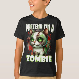 Eigenzinnige Zombie Cat Design voor Halloween Fun T-shirt
