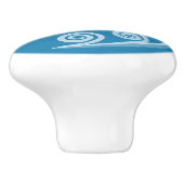 Eigenzinnige zomer-blauwe krullen & wervelingen ke keramische knop (Zijkant)