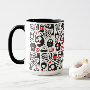 Eigenzinnige zwart en rood monster Doodles Mok