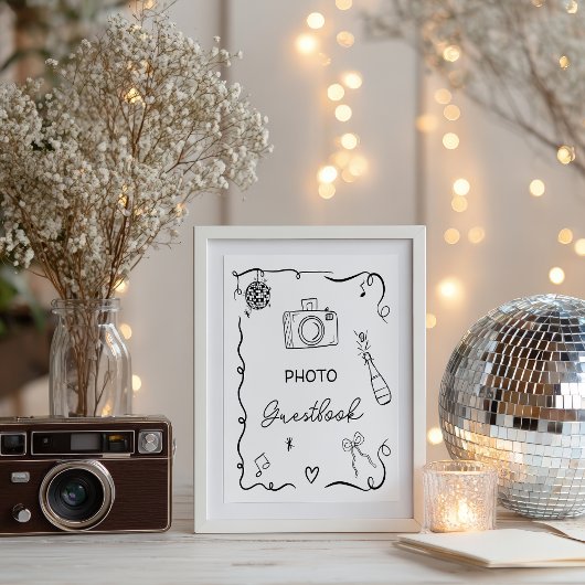 Eigenzinnige zwarte Hand getrokken gastenboek brui Poster