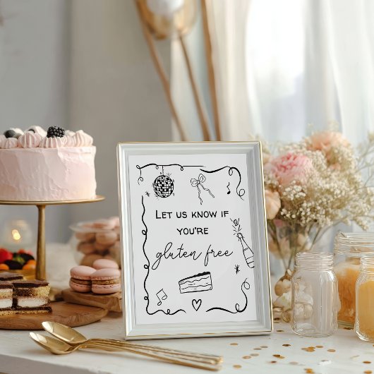 Eigenzinnige zwarte Hand Getrokken Gluten Wedding Poster