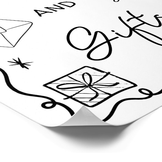 Eigenzinnige zwarte Hand Getrokken Kaarten Geschen Poster (Hoek)