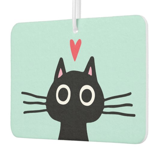 Eigenzinnige zwarte kat met hart luchtverfrisser (Links)