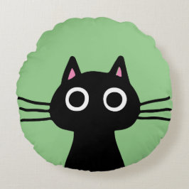 Eigenzinnige Zwarte Kitty Cat | Cool Cat Lover's Rond Kussen
