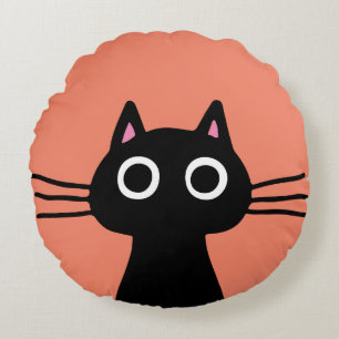 Eigenzinnige Zwarte Kitty Cat   Cool Cat Lover's Rond Kussen