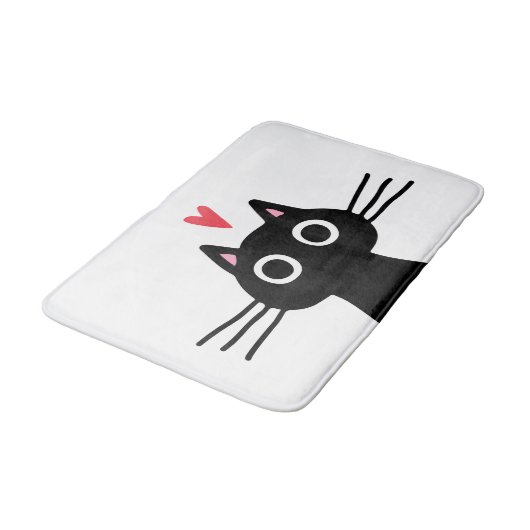 Eigenzinnige Zwarte Kitty Kat met Hart Badmat (Gekanteld)