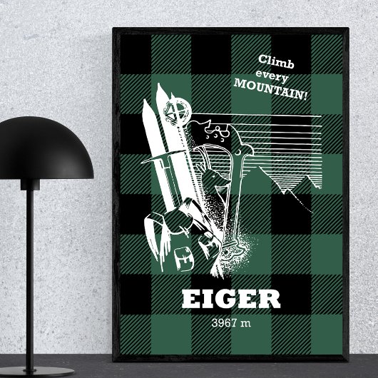 Eiger 3967 m Swiss Alps Moutainering Poster
