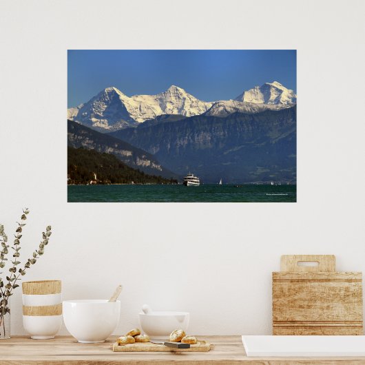 Eiger, Mönch & Jungfrau, Thunersee, Zwitserland Poster (Keuken)