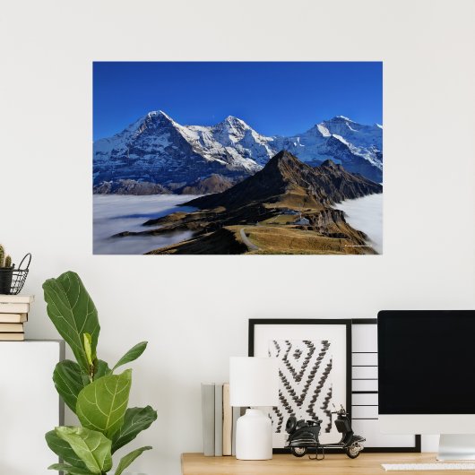 Eiger, Mönch und Jungfrau, Zwitserland, Schweiz Poster (Thuiskantoor)