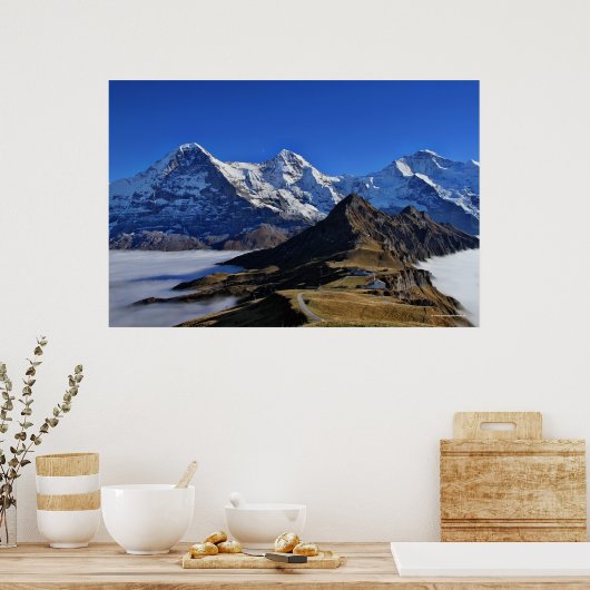 Eiger, Mönch und Jungfrau, Zwitserland, Schweiz Poster (Keuken)