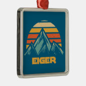 Eiger Switzerland Retro Turquoise Metalen Ornament (Rechts)