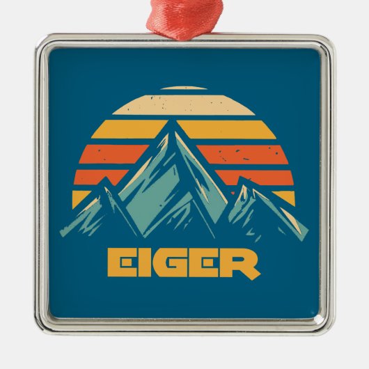 Eiger Switzerland Retro Turquoise Metalen Ornament (Voorkant)
