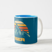 Eiger Switzerland Retro Turquoise Tweekleurige Koffiemok (Voorkant rechts)