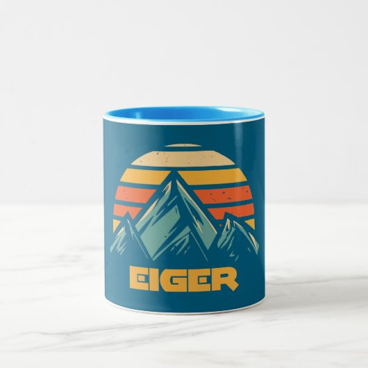 Eiger Switzerland Retro Turquoise Tweekleurige Koffiemok (Center)