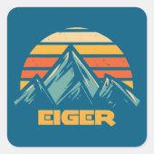 Eiger Switzerland Retro Turquoise Vierkante Sticker (Voorkant)