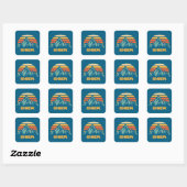 Eiger Zwitserland Retro Turquoise Vierkante Sticker (Vel)