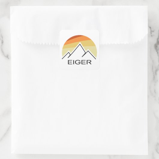 Eiger Zwitserland Retro Vierkante Sticker (Tas)