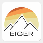 Eiger Zwitserland Retro Vierkante Sticker (Voorkant)