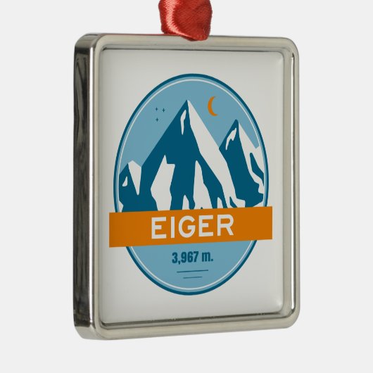 Eiger Zwitserland Stars Moon Metalen Ornament (Rechts)