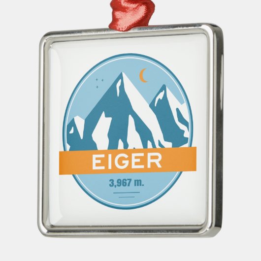 Eiger Zwitserland Stars Moon Metalen Ornament (Links)