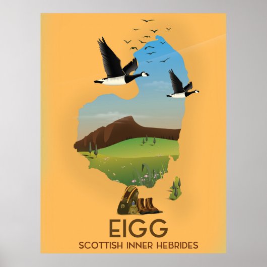 Eigg Schotland Inner Hebriden Kaart Poster (Voorkant)