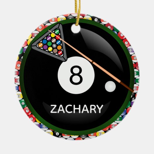 Eight Ball Game Keramisch Ornament (Voorkant)