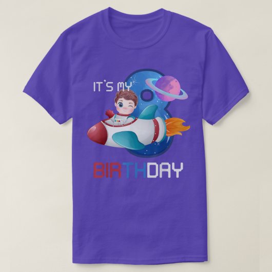 Eight Birthday Little Space Lover Boy 8 Years Astr T-shirt (Design voorkant)