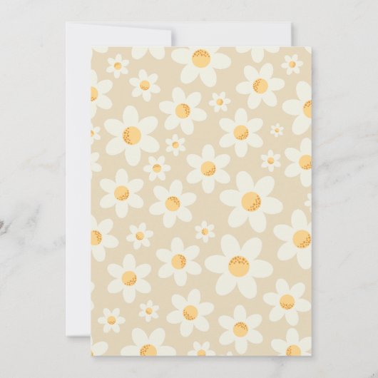 Eight Groovy Retro Daisy Photo Birthday Invitation Notitiekaartje (Achterkant)