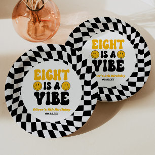 Eight Is A Vibe Retro Achtste 8e Verjaardagsfeestj Papieren Bordje