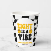 Eight Is A Vibe Retro Eighth 8th Birthday Party Papieren Bekers (Voorkant)