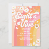 Eight is een Vibe Pink Peach 8e Groovy Verjaardag Kaart (Voorkant)